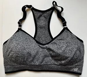 New Balance Women’s Sports Bra Size S/M Racerback Gray Black Adjustable Strap - Picture 1 of 15