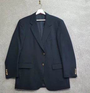 Stuart Hughes Blazer Jacket Mens 42 Black 100% Wool Lined Single Breasted Career - Picture 1 of 13