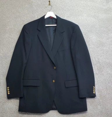 Stuart Hughes Blazer Jacket Mens 42 Black 100% Wool Lined Single Breasted Career - Image 1 of 4