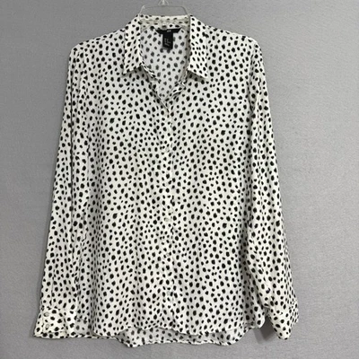 Blusa H&M Mujer Estampado Dálmata Talla 12 Manga Larga Clásica Minimalista Atemporal Foto 1 de 4