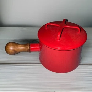 Olla de salsa vintage MCM Dansk Kobenstyle fondue chile rojo Francia MCM mediados de siglo - Imagen 1 de 6
