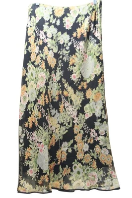 Maxi Falda Sundance 100% Seda Negra Floral Para Mujer L Fluida Romántica Boho Cottage Foto 1 de 4