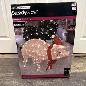 Shimmer Pig LED Christmas SteadyGlow Light Show Yard Lighted Decor Holiday Gemmy - Picture 1 of 8