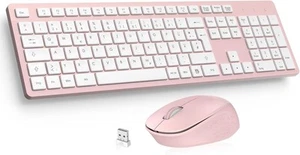 Kabellose geräuschlose Tastatur und Maus LeadsaiL K786 Pink, 2,4 GHz, QWERTZ - Zdjęcie 1 z 4