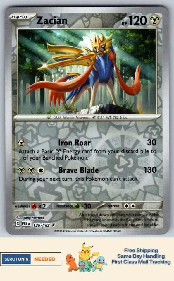 Zacian - #136/182 - SV04: Paradox Rift - Pokemon TCG - Image 1 of 2