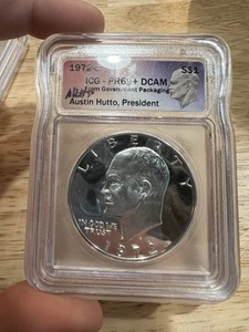 1972 S IKE Dollar ICG PR69+ DCAM Signed by Austin Hutto, FREE SHIPPING, #530188 - Picture 1 of 2