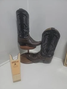 Vintage Justin Brown Snake Skin Cowboy Western Boots Mens Sz 8.5 D J717 USA Made - Picture 1 of 20