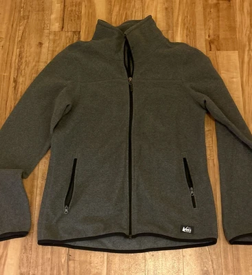 REI Adulto Talla Mediana Cremallera Completa Gris Polar Chaqueta Ligera Sudadera Bolsillos Foto 1 de 4