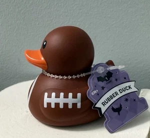 Small 2.5” Fall Football (BALL) Brown White Rubber Duck NWT Jeep Bath Pool Toy - Picture 1 of 4