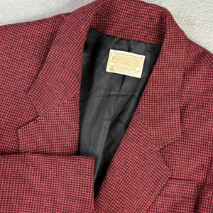 Vintage Pendleton Blazer Damen 10 Rot Wolle Hahnentritt Jacke Made USA 70er - Bild 1 von 13