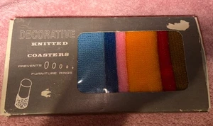 Vintage NOS Set 6 bunte Strickmöbel Untersetzer  - Bild 1 von 3
