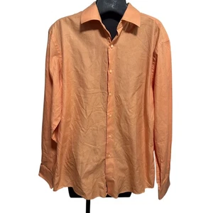 BCBG Attitude Men’s Shirt L Orange Grid Plaid Modern Fit Button-Up Long Sleeve - Picture 1 of 10