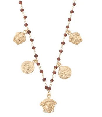 Nuevo Collar TAGLIAMONTE 18K Chapado en Oro Granate Medusa Dije 18" - Hecho en Italia Foto 1 de 4