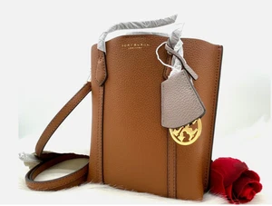 AUTH NWT Tory Burch Perry Top Handles Mini Leather Tote Crossbody In Light Umber - Picture 1 of 12