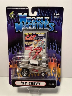Muscle Machines Desenhos Animados 57 Chevy C02-13 Diecast Edelbrock Prata Novo (B232) - Imagem 1 de 3