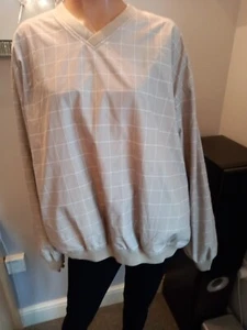 (A*) Mens Jantzen, Large, Golf overtop beige check windbreaker overtop Long Sl - Picture 1 of 8