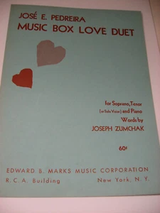 Jose E Pedreira Music Box Love Duet For Soprano Tenor & Piano Joseph Zumchak - Picture 1 of 3