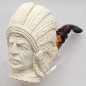 Vintage Meerschaum Indian Head Figure Pipe (looks unused) - Picture 1 of 9