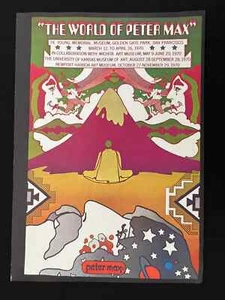 THE WORLD OF PETER MAX & MOON LANDING Original Poster Pop Art Psychedelic 1971 - Picture 1 of 3