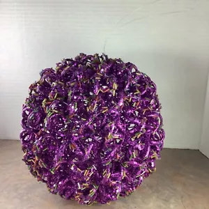 Large Vintage Purple Multi Color Sparkling Christmas Sphere 8” Holiday Ornament - Picture 1 of 6