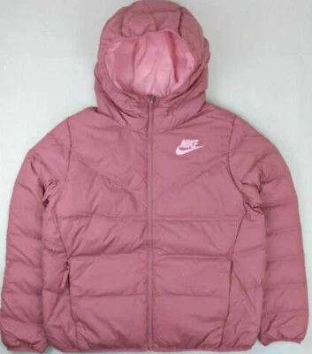 Nike Mujer Chaqueta L Rosa Relleno Reversible Con Capucha Abrigo Puffer CU0282-614 Foto 1 de 4