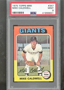 1975 TOPPS Mini Mike Caldwell #347 PSA 9 MINT - Picture 1 of 2