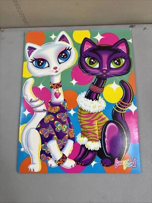 Carpeta de papel vintage Lisa Frank Cats Roxi Rollie 2 bolsillos 3 agujeros perforador 2000 Y2K Foto 1 de 4