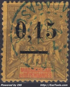 MADAGASCAR TYPE GROUPE 0,15c SUR 75c PETITS ZEROS N°54 AVEC OBLITERATION - Picture 1 of 2