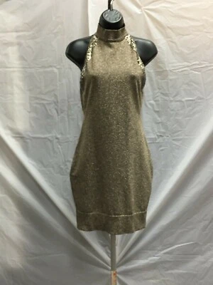 Vestido halter para mujer Nikibiki dorado brillo elástico talla L Foto 1 de 4