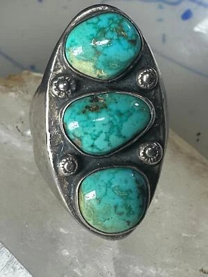 Navajo ring Turquoise heavy band size 11.75 sterling silver women men - Image 1 of 4