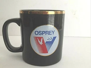Vintage V-22 Fischadler Keramik Kaffeebecher schwarz Goldrand 3 3/4"T Made in England - Bild 1 von 11