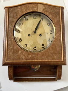 Antique Old Vintage Mauthe Clock Art Deco Wood Hanging Clock Glass Front - Picture 1 of 24