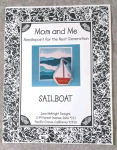 June McKnight MOM & ME SAILBOAT Child Beginner Learn Needlepoint Canvas & Chart - Picture 1 of 5