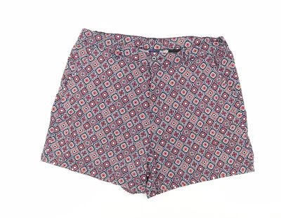 Basic Editions Womens Blue Geometric Cotton Basic Shorts Size XL L5 in Regular Z - Image 1 of 4