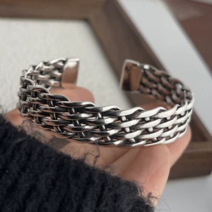 EDLES Armband 925 SILBER massiv Armkette Ring breiter ARMREIF Armzange Zirkonia - Bild 1 von 5