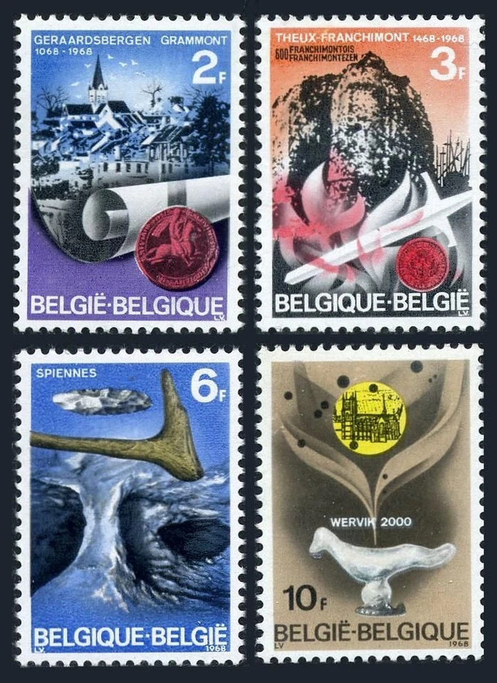 Belgium 700-703, MNH. Michel 1503-1506. Historic Sites, 1968. Bird, Artifacts. - Image 1 of 1