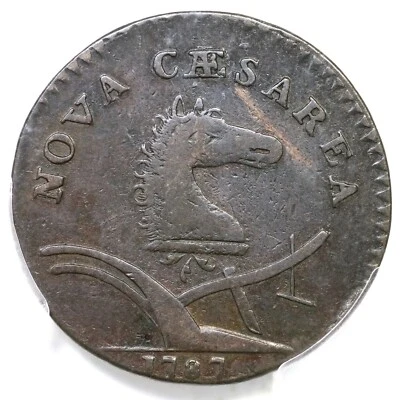 1787 63-s R-2 PCGS VF 30 Sm Plan, Plain Shield New Jersey Colonial Copper Coin - Image 1 of 3