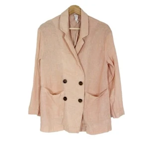 Anthropologie Amadi Kaye Sparkle Oversized Blazer Jacket Linen Blend Salmon XS - Picture 1 of 15