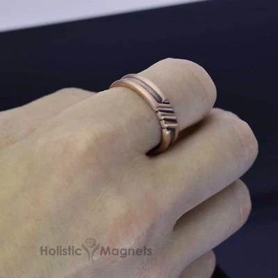 HOLISTIC MAGNETS Anillos de cobre para hombre para el dolor TAMAÑO GRANDE terapia magnética artritis, juego de dos -BR