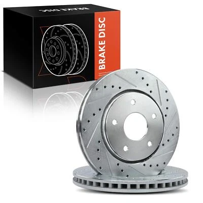 Front Drilled & Slottd Brake Rotors for Chrysler Town & Country Dodge Journey VW - Image 1 of 4
