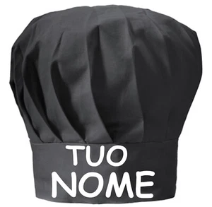 CAPPELLO NERO da CUOCO Personalizzato REGOLABILE Cucina CHEF Stampa UOMO Donna - Picture 1 of 1