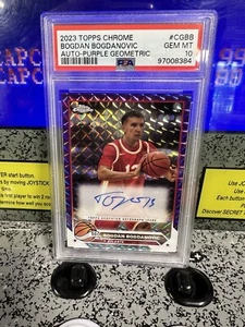 2023 Topps Chrome Bogdan Bogdanovic #CGBB Auto Purple Geometric PSA 10 GEM MINT - Picture 1 of 5