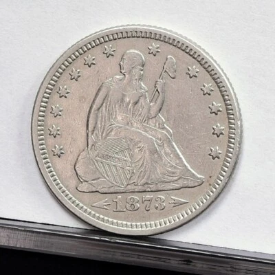 1873 Liberty Seated Quarter - w/ Arrows - AU Details, Cleaned (#57609-L) - Image 1 of 4