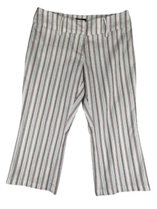 Pantalones capri para mujer talla 42 blanco rojo azul púrpura a rayas ajuste elástico por Zero - Imagen 1 de 10