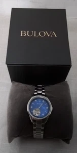 Bulova Women's Watch 96P191 Automatic Diamond Blue Mother of Pearl Dial Steel - Picture 1 of 8