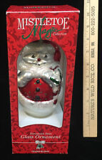 Santa Claus Snowman Christmas Ornament Hand Blown Glass w/ Glitter Large 7"  