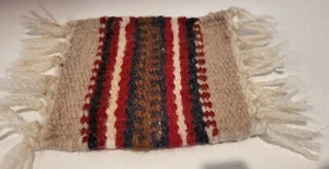Vintage El Paso Saddle Blanket Co Coaster~ Southwest Fringe ~Wool ~8" ~ EUC - Picture 1 of 3