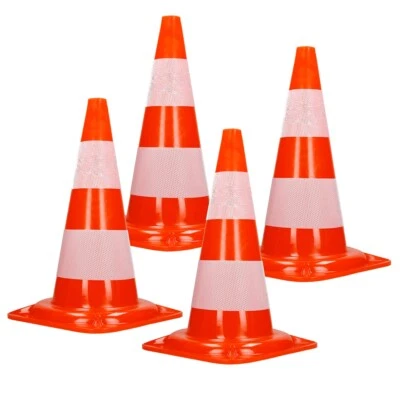 ECD-GERMANY 4er Pack Warnkegel Warnleitkegel Verkehrsleitkegel Pylon Sicherheit 50 cm Kegel
