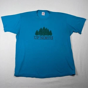 Camiseta gráfica de una sola puntada vintage Jerzees "Up North" manga corta XL árboles - Imagen 1 de 12