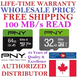 PNY Carte Micro SD Carte Mémoire MicroSD 32 Go 64 Go GARANTIE À VIE EN GROS - Photo 1 sur 21